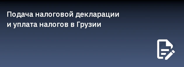 Подача налоговой декларации и уплата налогов в Грузии